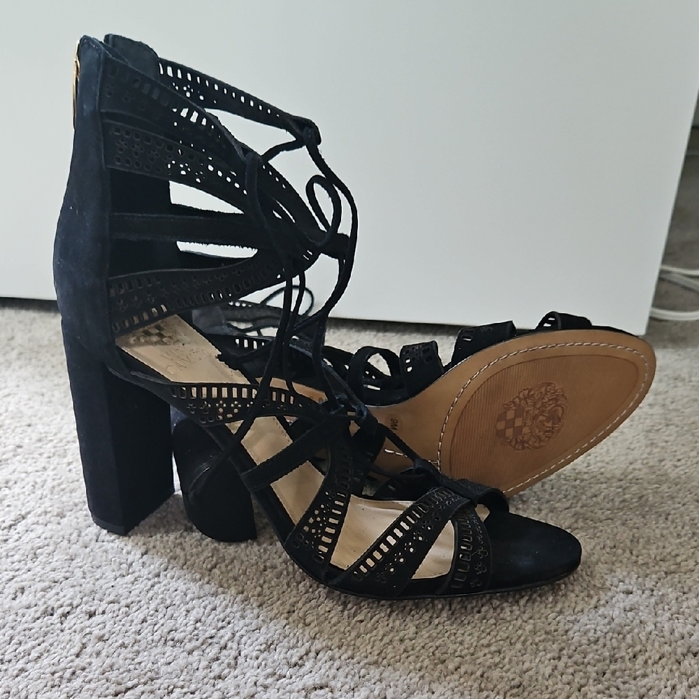 Vince Camuto Black Strappy Heels with Stiletto